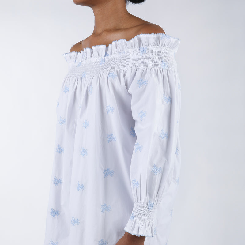 NANCY EMBROIDERED LONG SLEEVE NIGHTGOWN