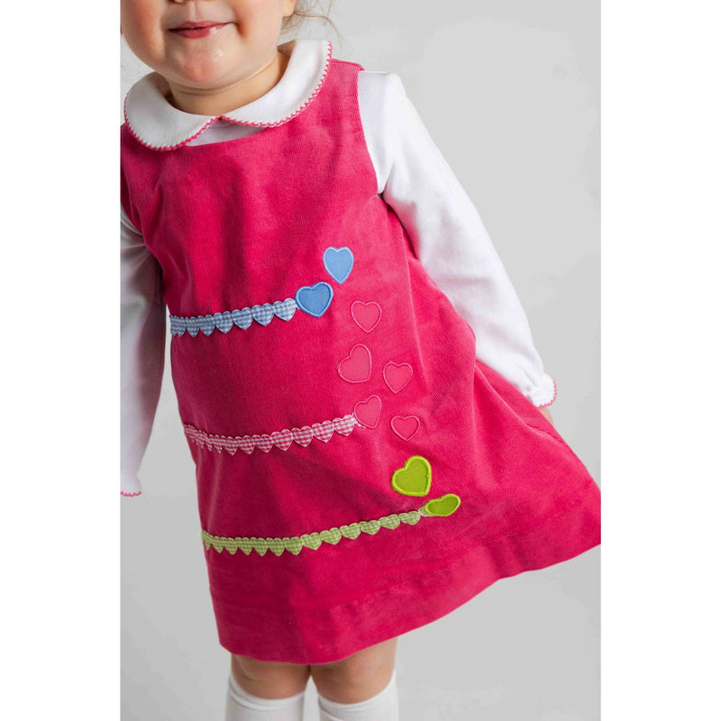 CORD JUMPER WITH HEARTS - - PINK