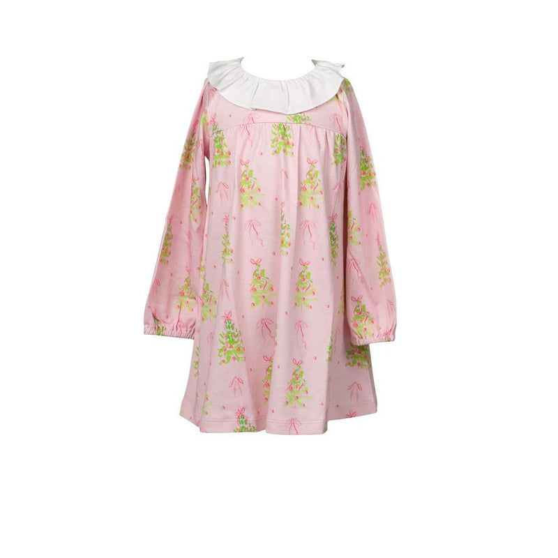 PINK TINSEL LONG SLEEVE DRESS