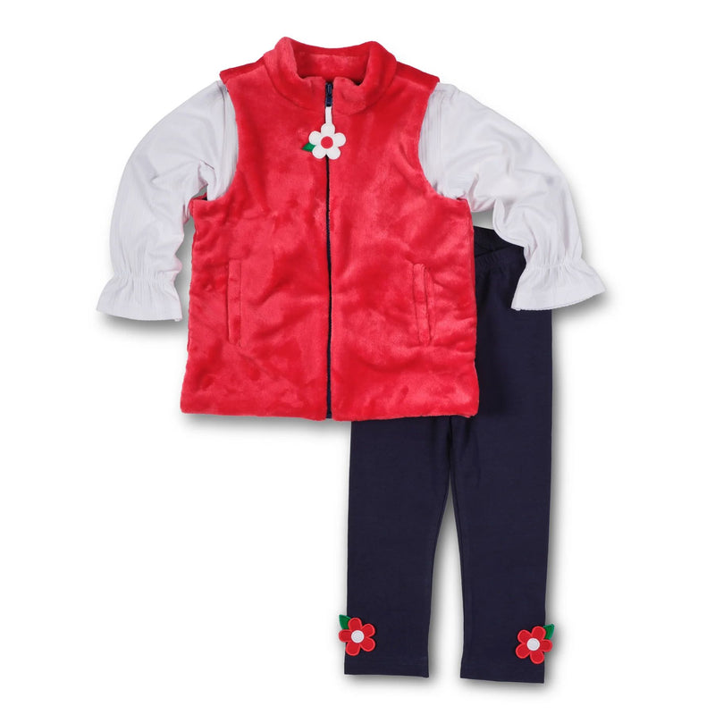 PLUSH FLEECE ZIP UP VEST - - RED