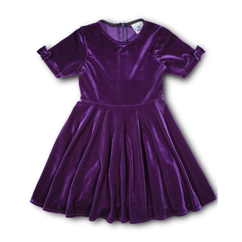 STRETCH VELVET DRESS WITH BOWS