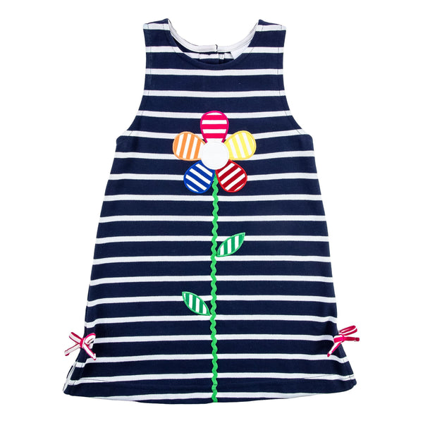 STRIPE DRESS WITH LARGE FLOWERS