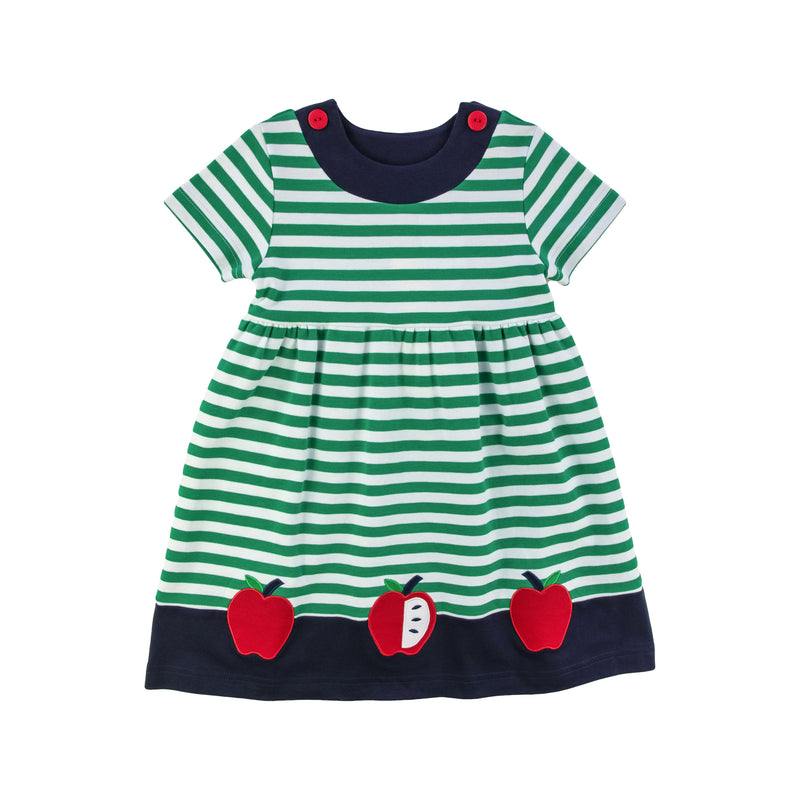 STRIPE KNIT DRESS WITH APPLES