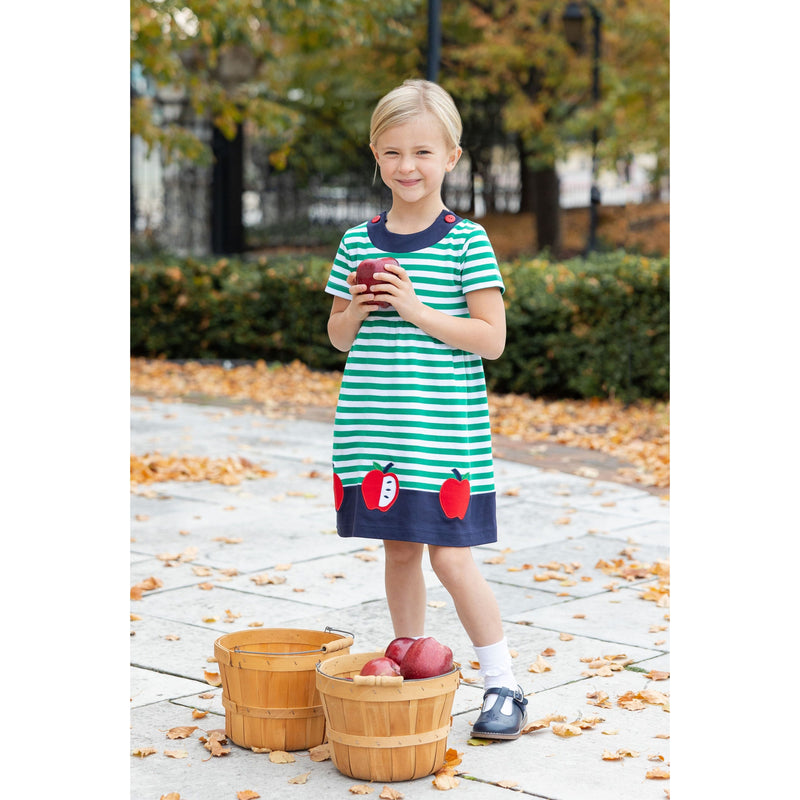 STRIPE KNIT DRESS WITH APPLES