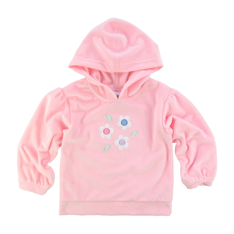 VELOUR HOODIE WITH FLOWERS