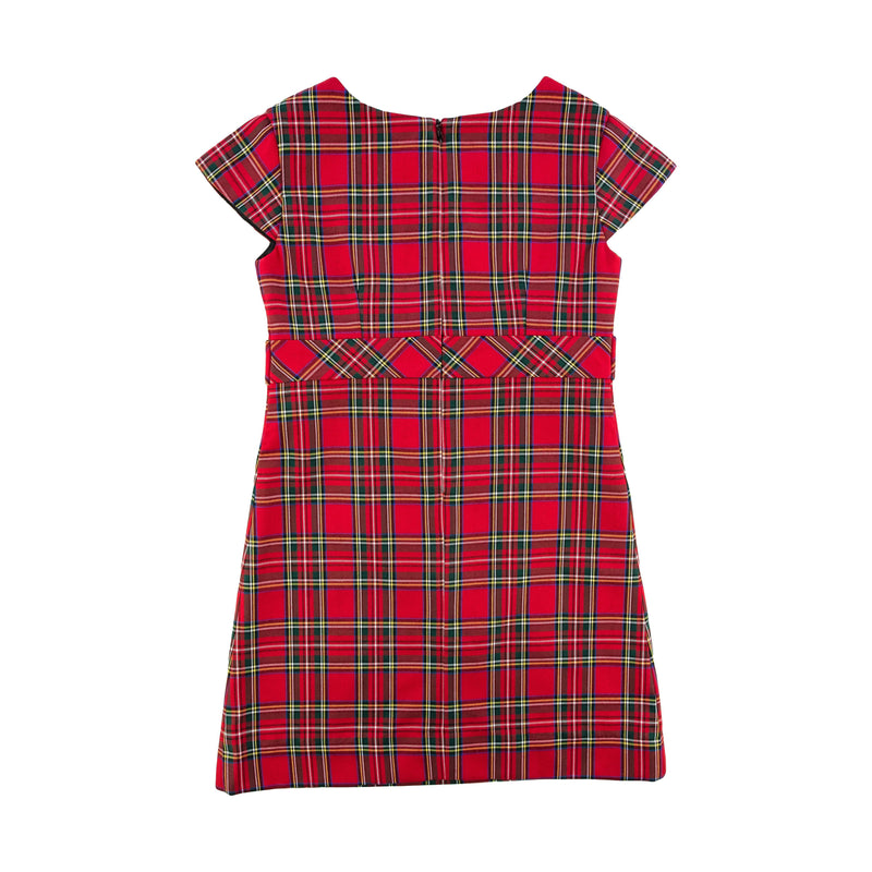 TARTAN PLAID DRESS WITH BUTTON TABS