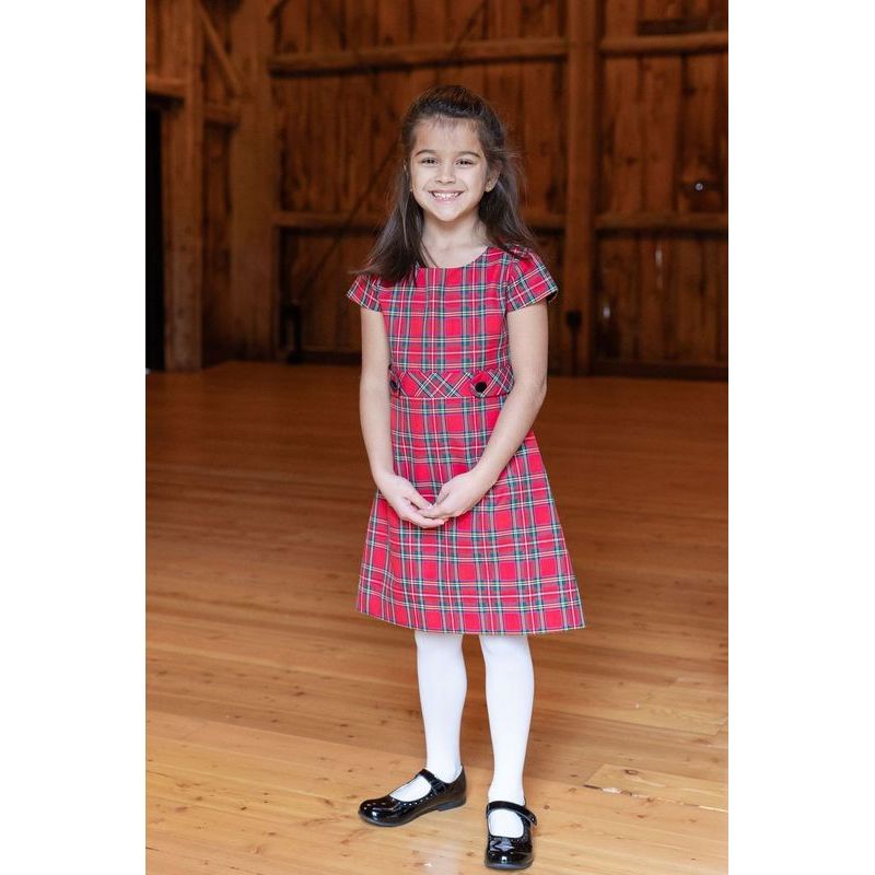 TARTAN PLAID DRESS WITH BUTTON TABS