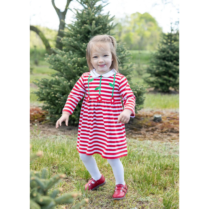 STRIPE KNIT DRESS WITH FLOWERS