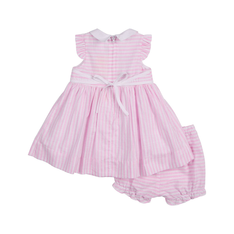 STRIPE DRESS WITH FLOWERS AND BLOOMER