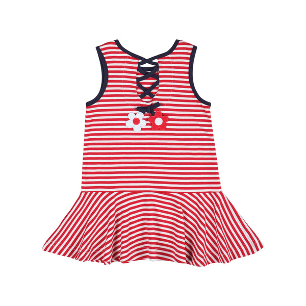 STRIPE KNIT ROMPER WITH FLOWER