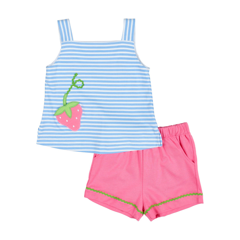 KNIT SHORT SET WITH STRAWBERRY