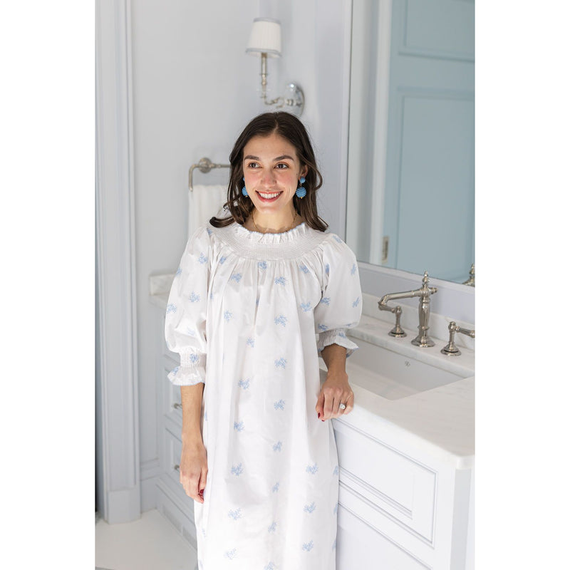 NANCY EMBROIDERED LONG SLEEVE NIGHTGOWN