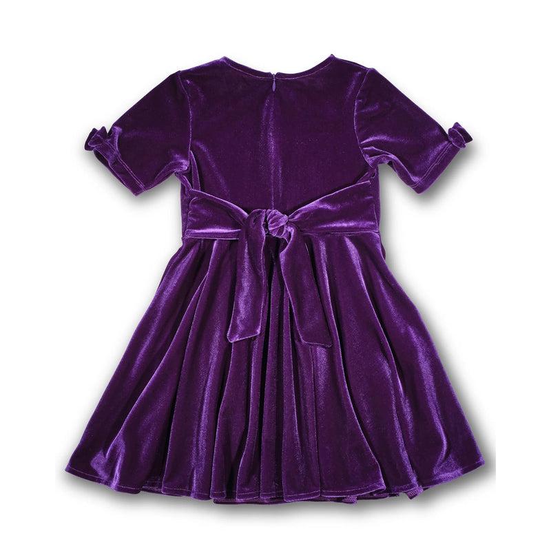 STRETCH VELVET DRESS WITH BOWS