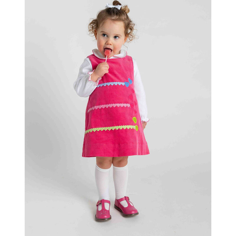CORD JUMPER WITH HEARTS - - PINK