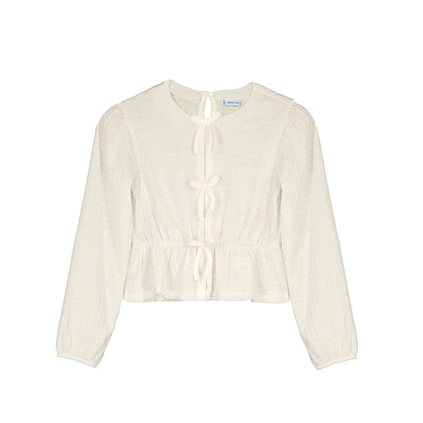 WHITE TOP WITH BOWS