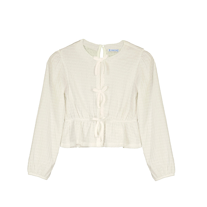 WHITE TOP WITH BOWS