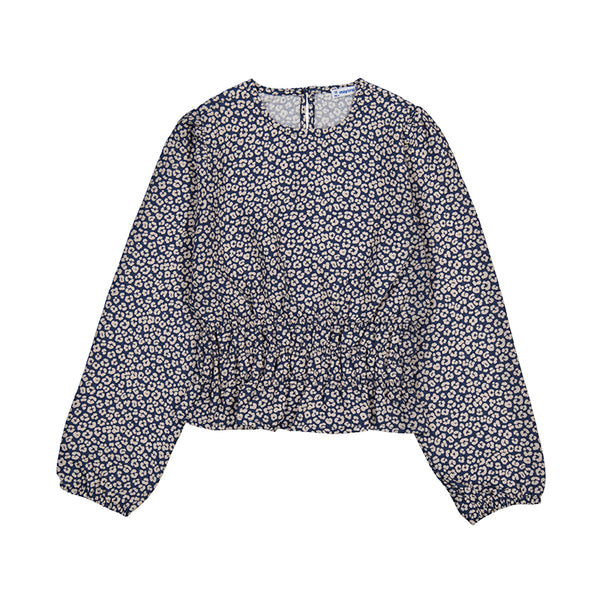 PRINTED NAVY LEOPARD TOP