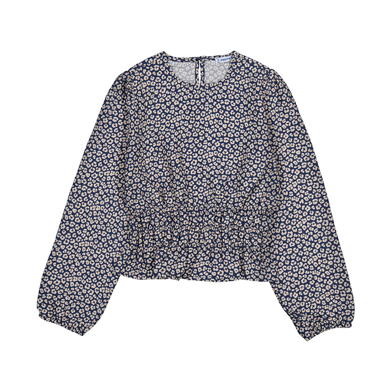 PRINTED NAVY LEOPARD TOP