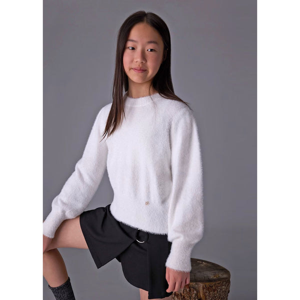 WHITE FAUX FUR SWEATER