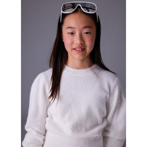 WHITE FAUX FUR SWEATER