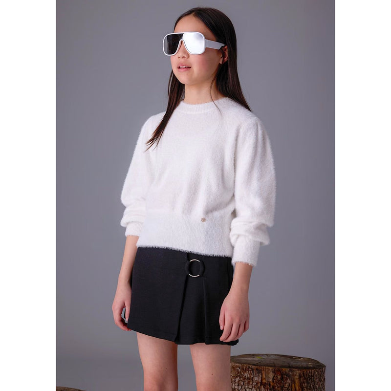WHITE FAUX FUR SWEATER