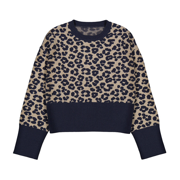 NAVY LEOPARD SWEATER