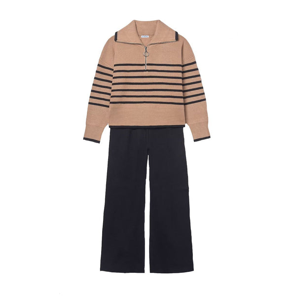 CAMEL STRIPE PANT SET