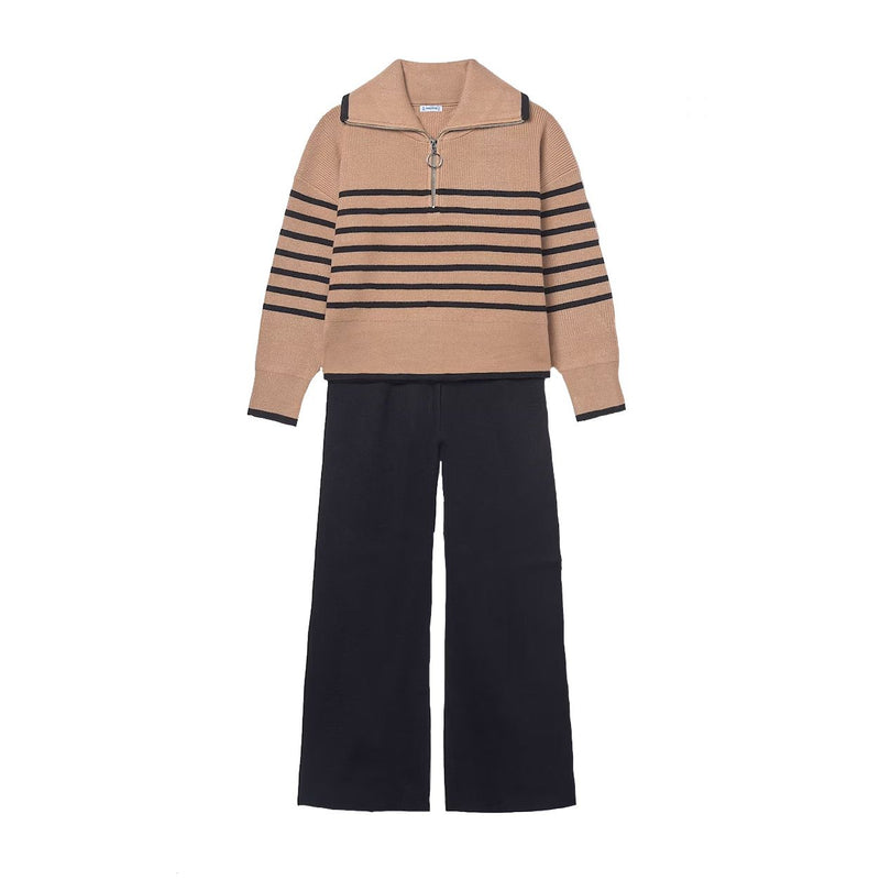 CAMEL STRIPE PANT SET