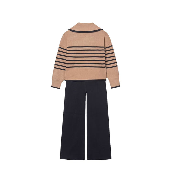CAMEL STRIPE PANT SET