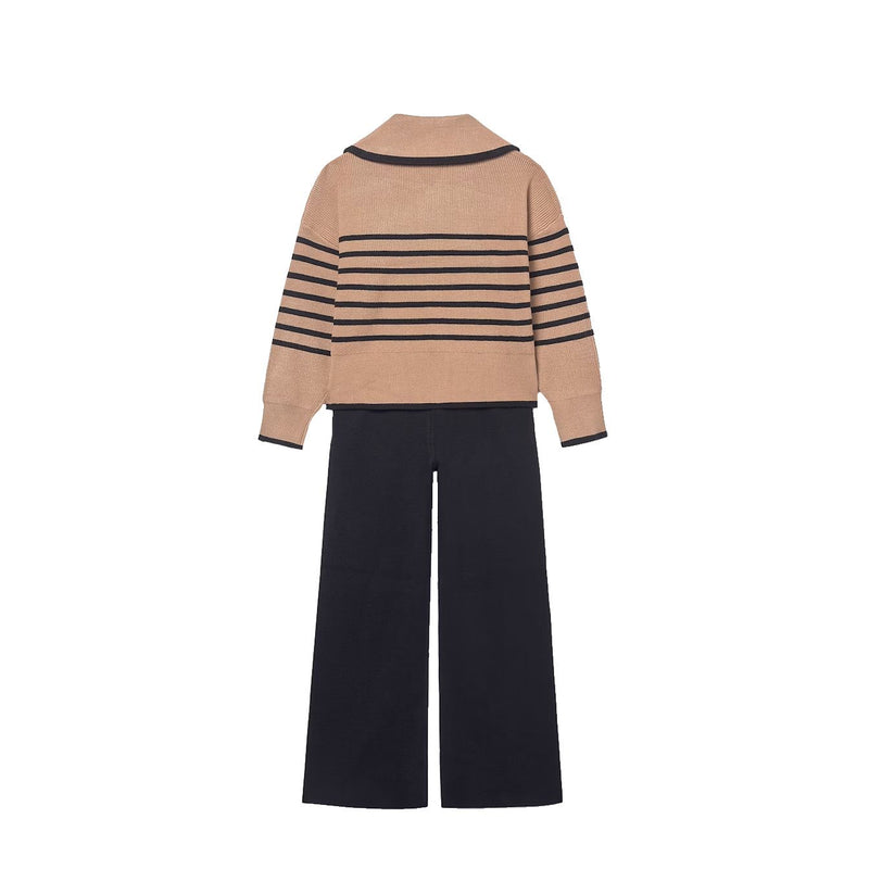 CAMEL STRIPE PANT SET