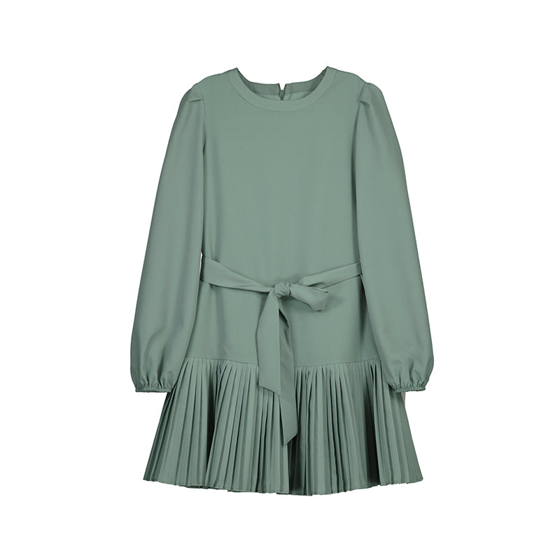 GREEN DRESS WITH TIE