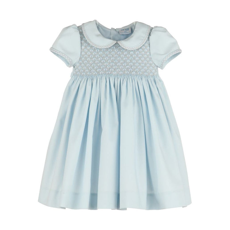 SMOCKED CHECKERED DRESS WITH COLLAR