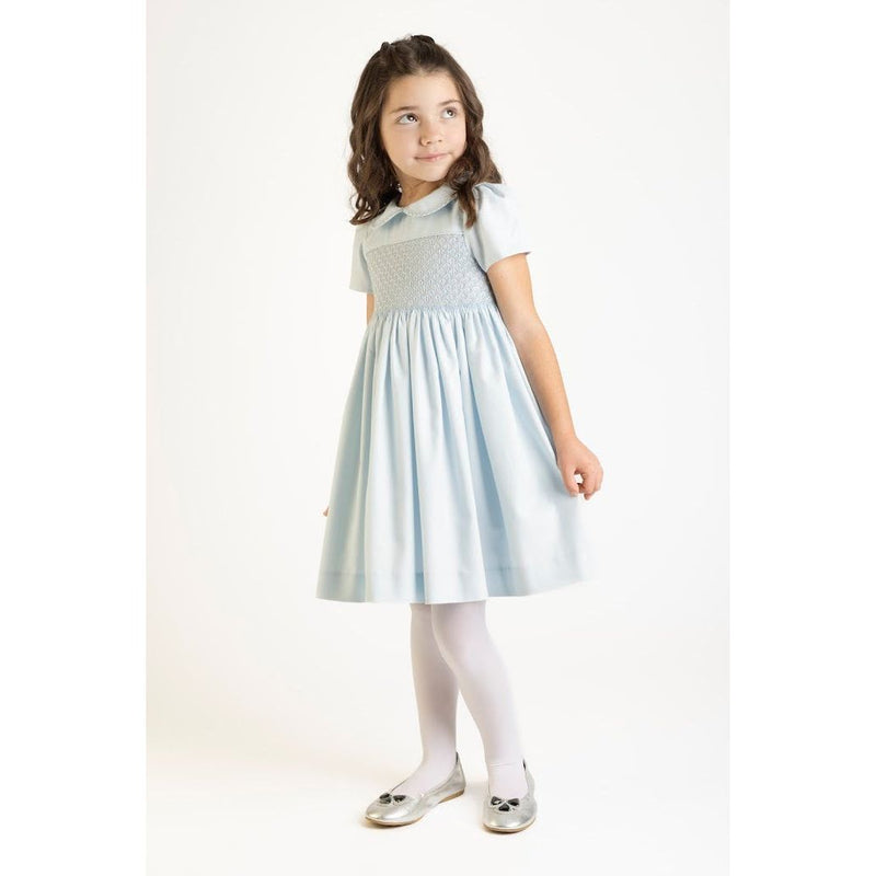 SMOCKED CHECKERED DRESS WITH COLLAR