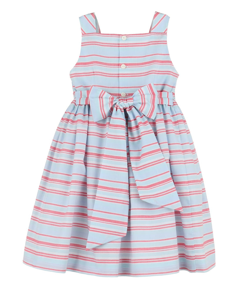 STRIPED DOTTED SMOCKED DRESS - sizes 7 & 8