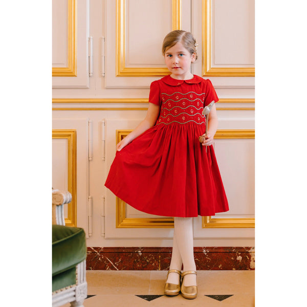 STELLA CORDUROY SMOCKED DRESS