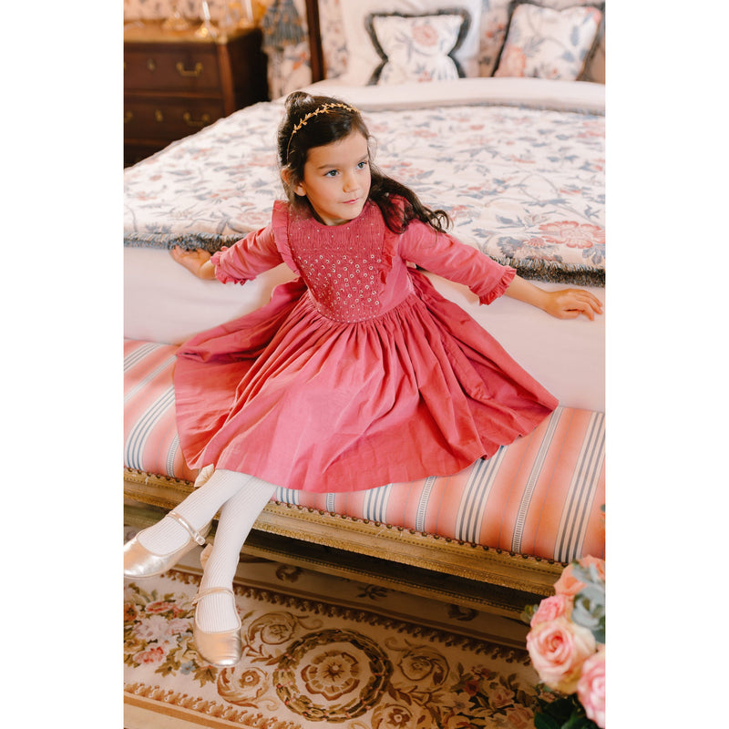 ANGELE CORDUROY SMOCKED DRESS