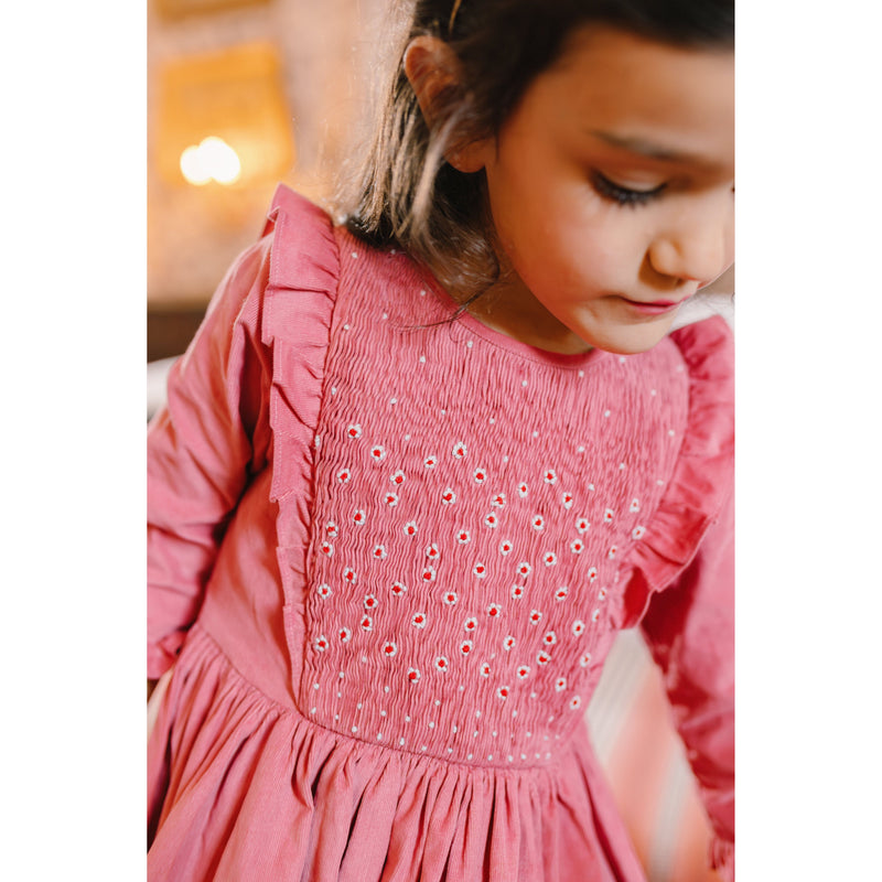 ANGELE CORDUROY SMOCKED DRESS