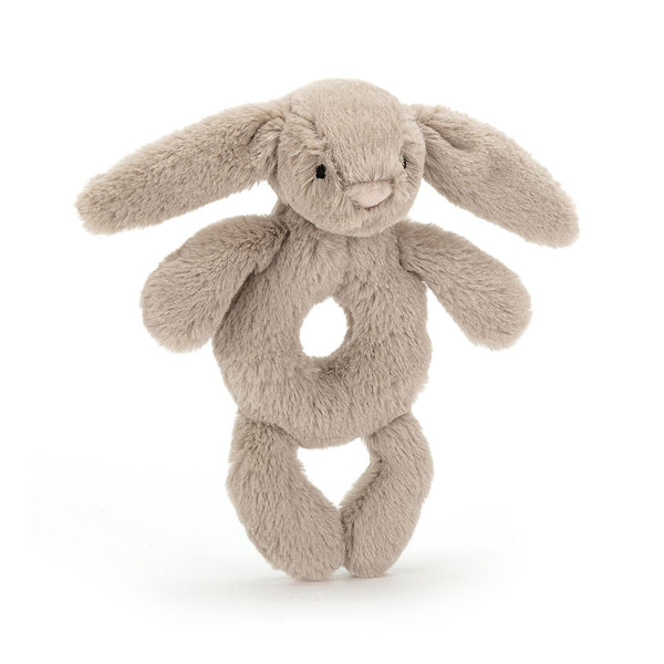 BASHFUL BUNNY RING RATTLE BEIGE
