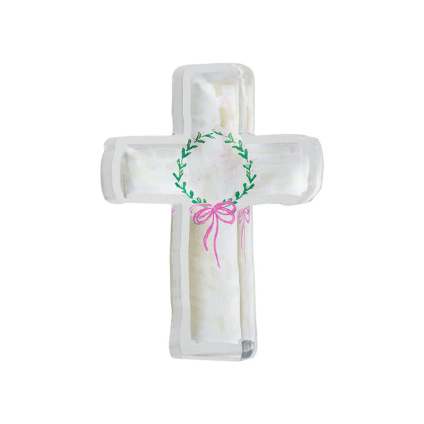 CROSS WITH PINK BOW