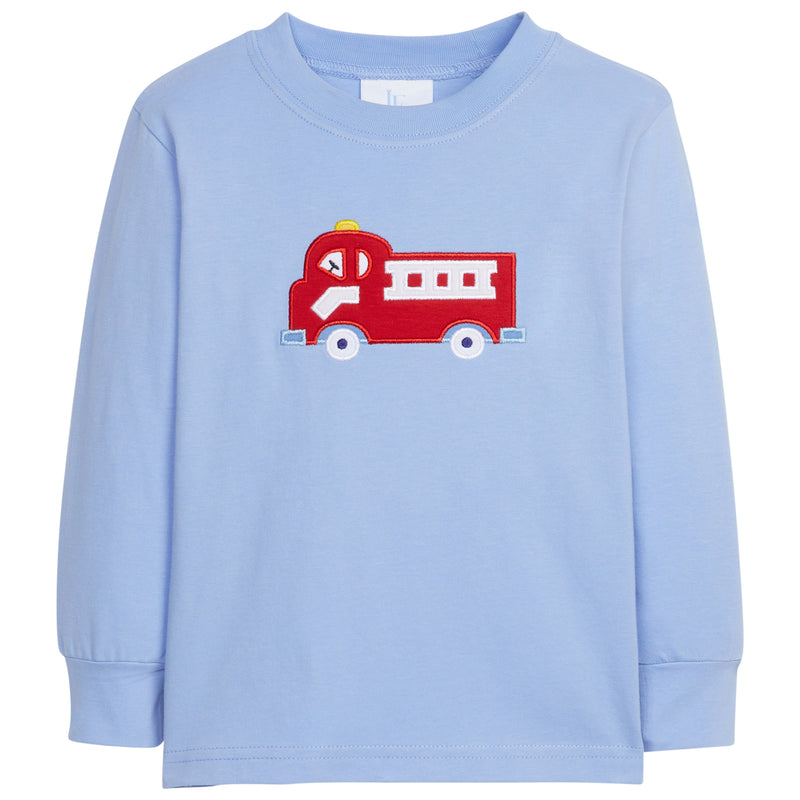 FIRE TRUCK APPLIQUE LS TSHIRT