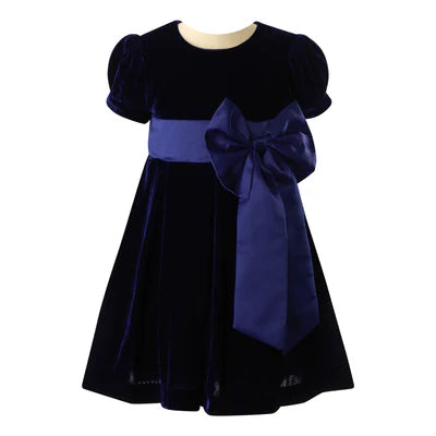 CRUSHED VELVET BOW DRESS