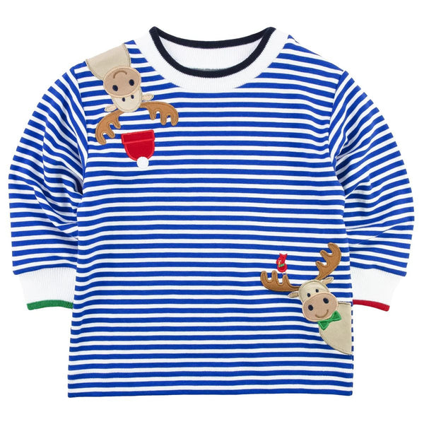 STRIPE KNIT SHIRT WITH MOOSE