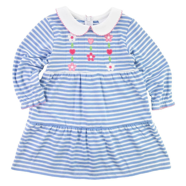 STRIPE DRESS WITH HEARTS & FLOWERS