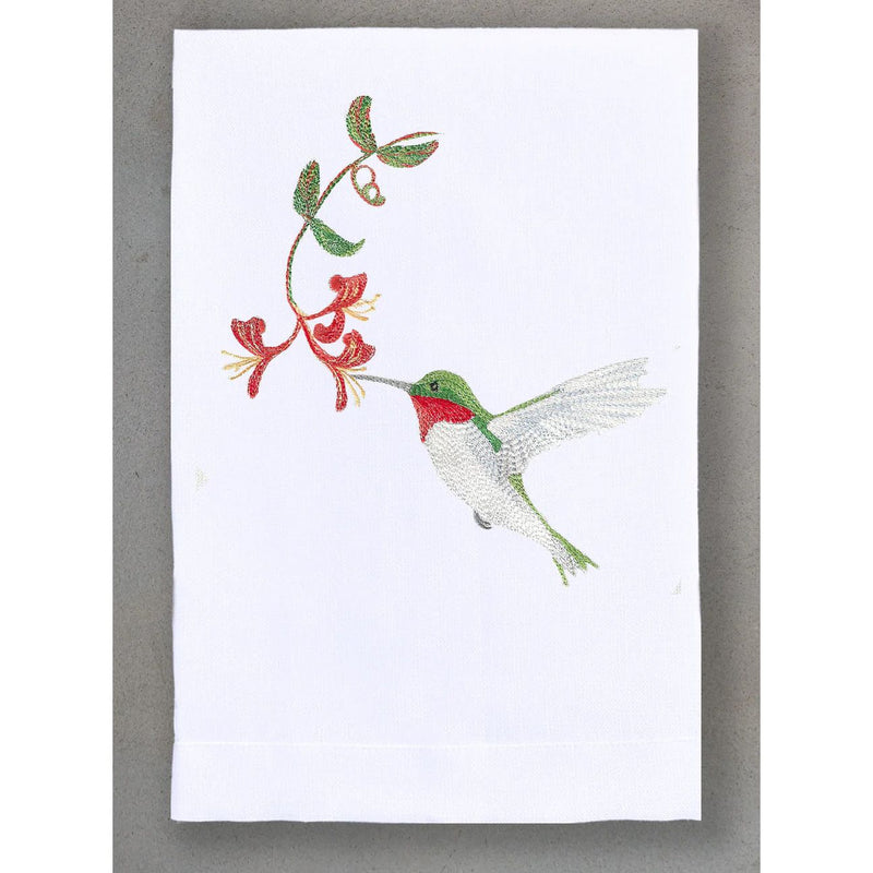 HUMMINGBIRD GUEST TOWEL WHITE