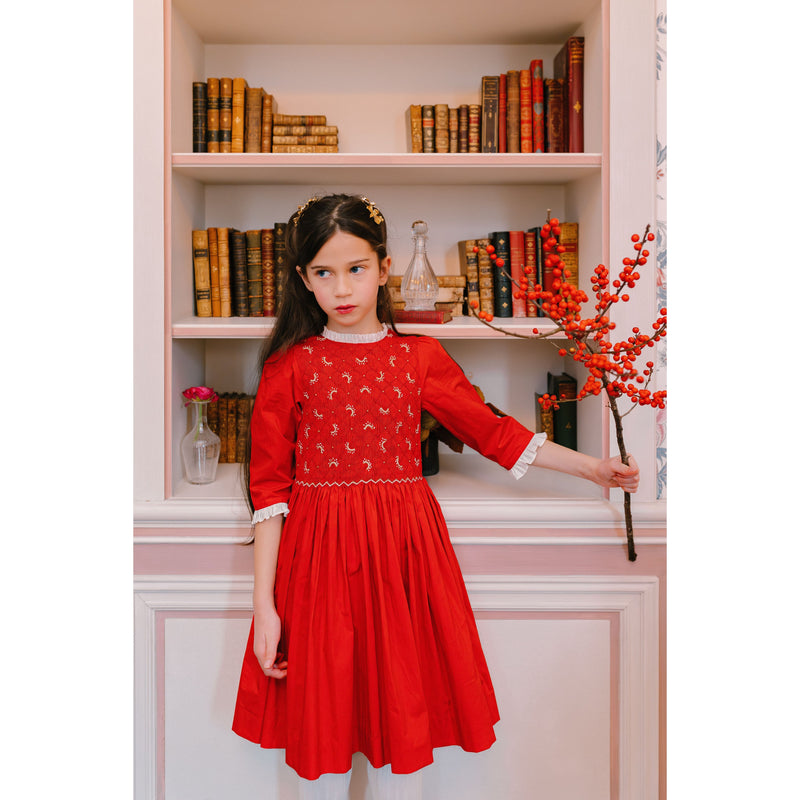 LUNA RED SMOCKED DRESS