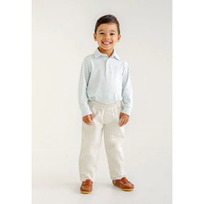 LONG SLEEVE PRIM & PROPER POLO GREEN STRIPE