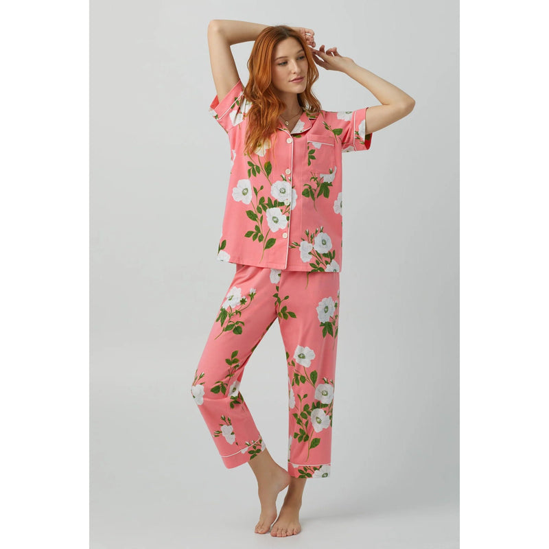 SHORT SLEEVE CROP WHITE POPPY PJ SET