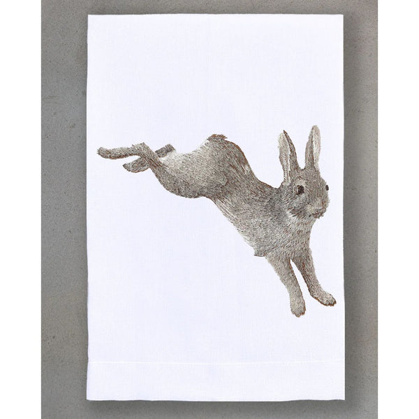 RABBIT EMBROIDERED GUEST TOWEL