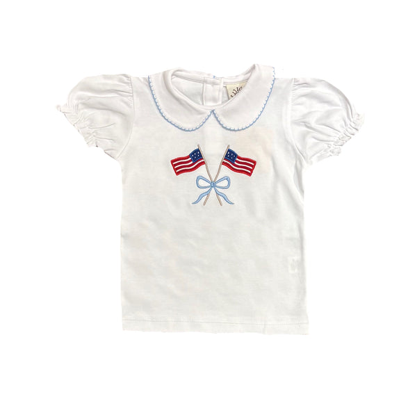 AMERICAN FLAGS KNIT SHORT SLEEVE BLOUSE