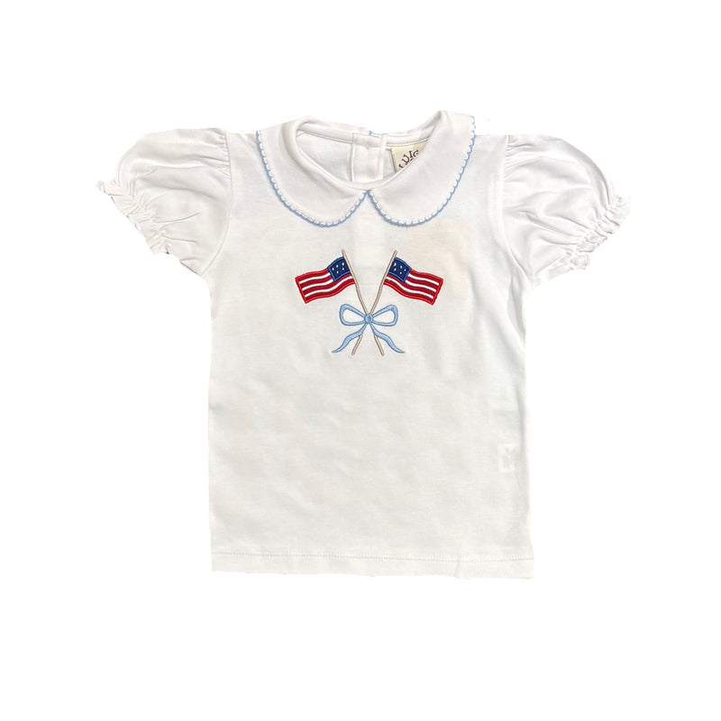 AMERICAN FLAGS KNIT SHORT SLEEVE BLOUSE